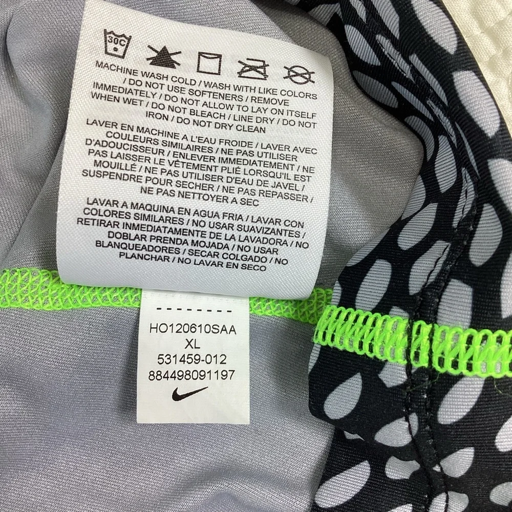 Nike Pro Dri-Fit Fitted Long Sleeve V-Neck Athletic Retro Print Workout Size XL